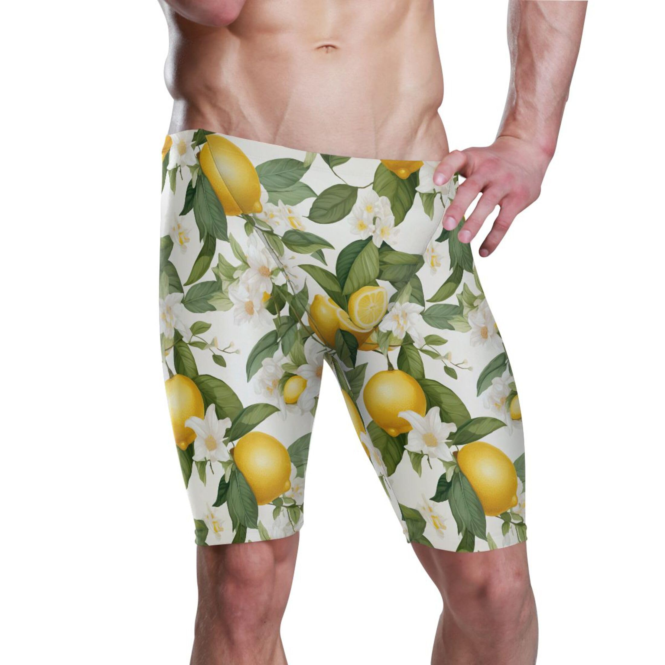 Lemon Flowers Men's Swim Jammers Racing & Training Swimsuit Fast, Flexible,Comfortable XXXL B0401745