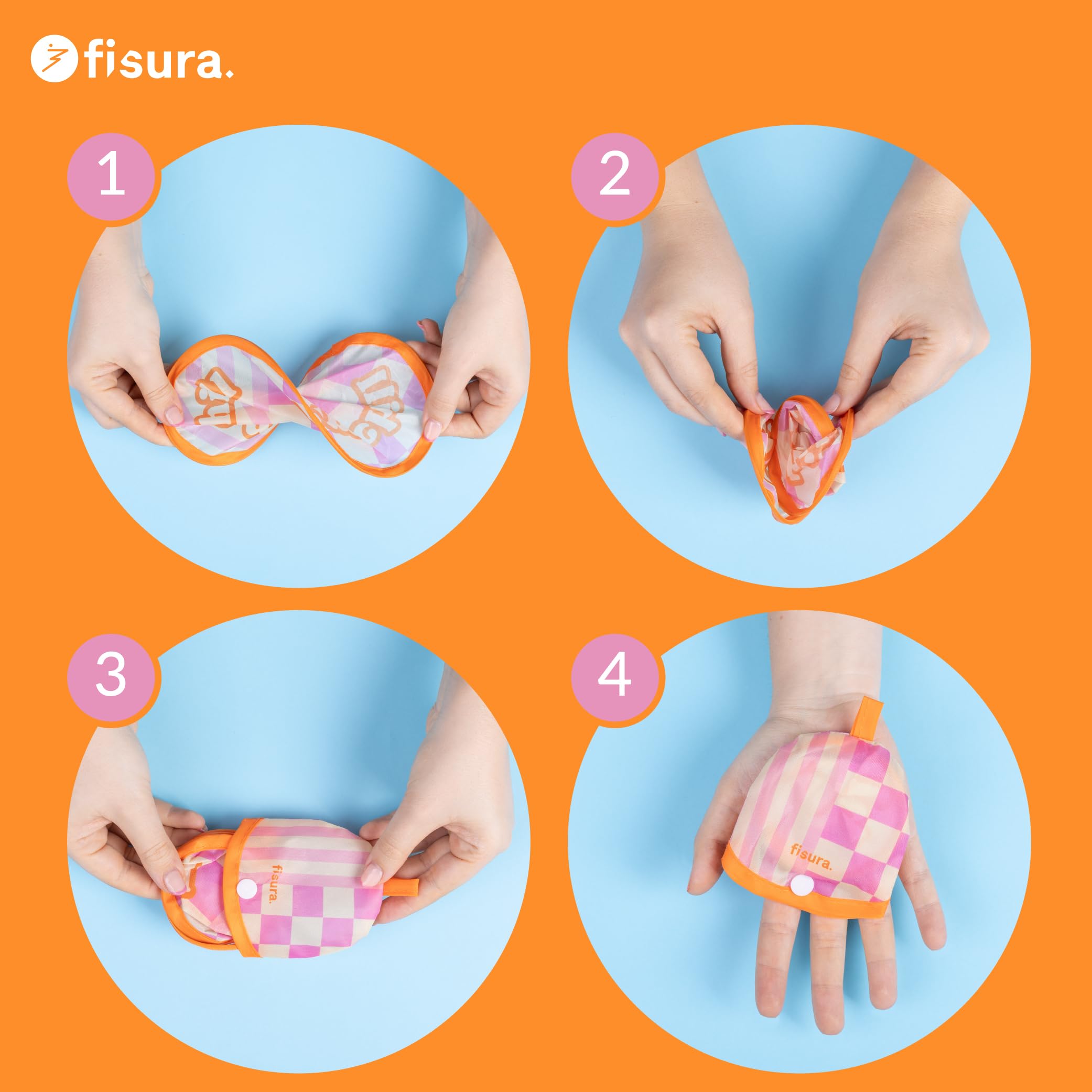 Fisura – Abanico redondo plegable. Ventilador de mano plegable original. Frisbee divertido. 1 unidad. Abanico portátil para fiestas. 20 cm. (Chill, naranja)