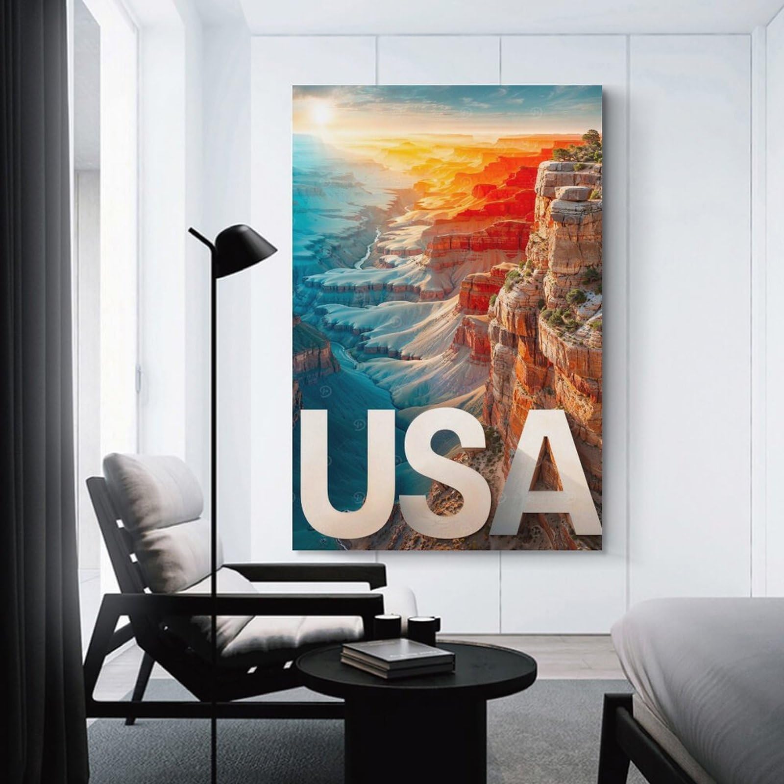 Junmoney Unframe-Style-14 Wall Picture Print Grand Canyon Sunset Usa, 24X36inch(60X90cm), For Contemporary Homes, Apartments Or Offices, Decorative Canvas Decor For Home Updates