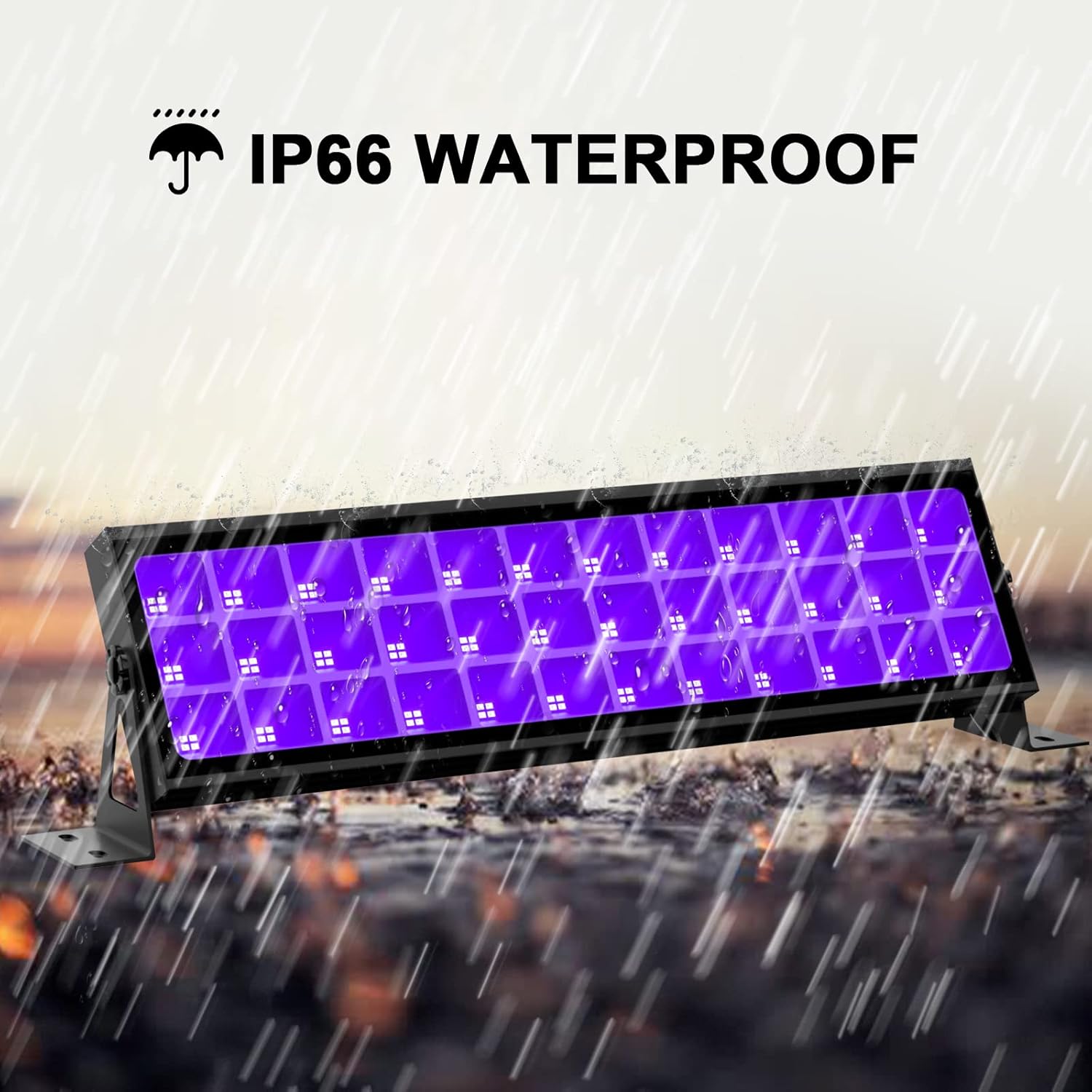 Black Lights Bar HWay 200W LED Blacklight 2 Pack IP66 Waterproof Black Flood Light with Plug for Blacklight Party, Stage Lighting, Fluorescent Poster and Neon Glow in The Dark Night