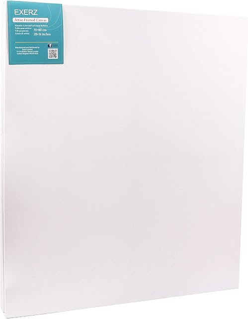 Exerz 70x80cm Stretched Canvas 4pk - Artist Framed Canvas 280GSM 1.7cm Thickness/ 100% Cotton/Blank/Triple Primed/Acid Free/Medium Grain