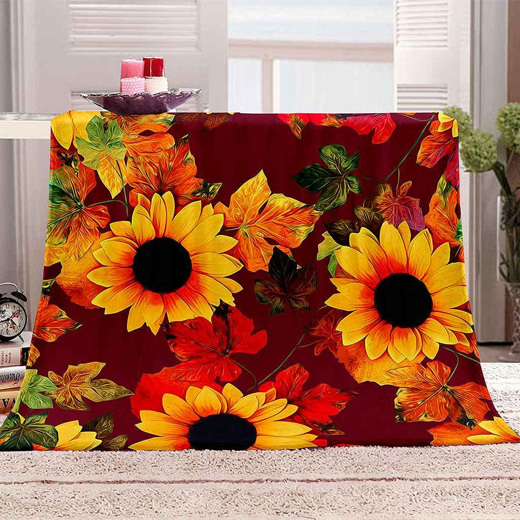 Plaid fleurs jaunes couverture polaire flanelle pour cocooning salon et chambre