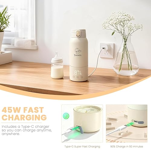 Miniatura 6 de Calentador de biberones portátil para viajes, calentador de biberones extraíble para fórmula, leche materna y agua, calentador de leche de bebé de