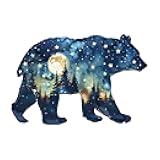 Jigfoxy Wooden Puzzles for Adults, Astral Bear Wood Puzzle for Adults, Unique Animal-Shaped Wooden Jigsaw Puzzle, Christmas Thanksgiving Gifts for Family and Friends (M-12.2 * 8.1in-145pcs)