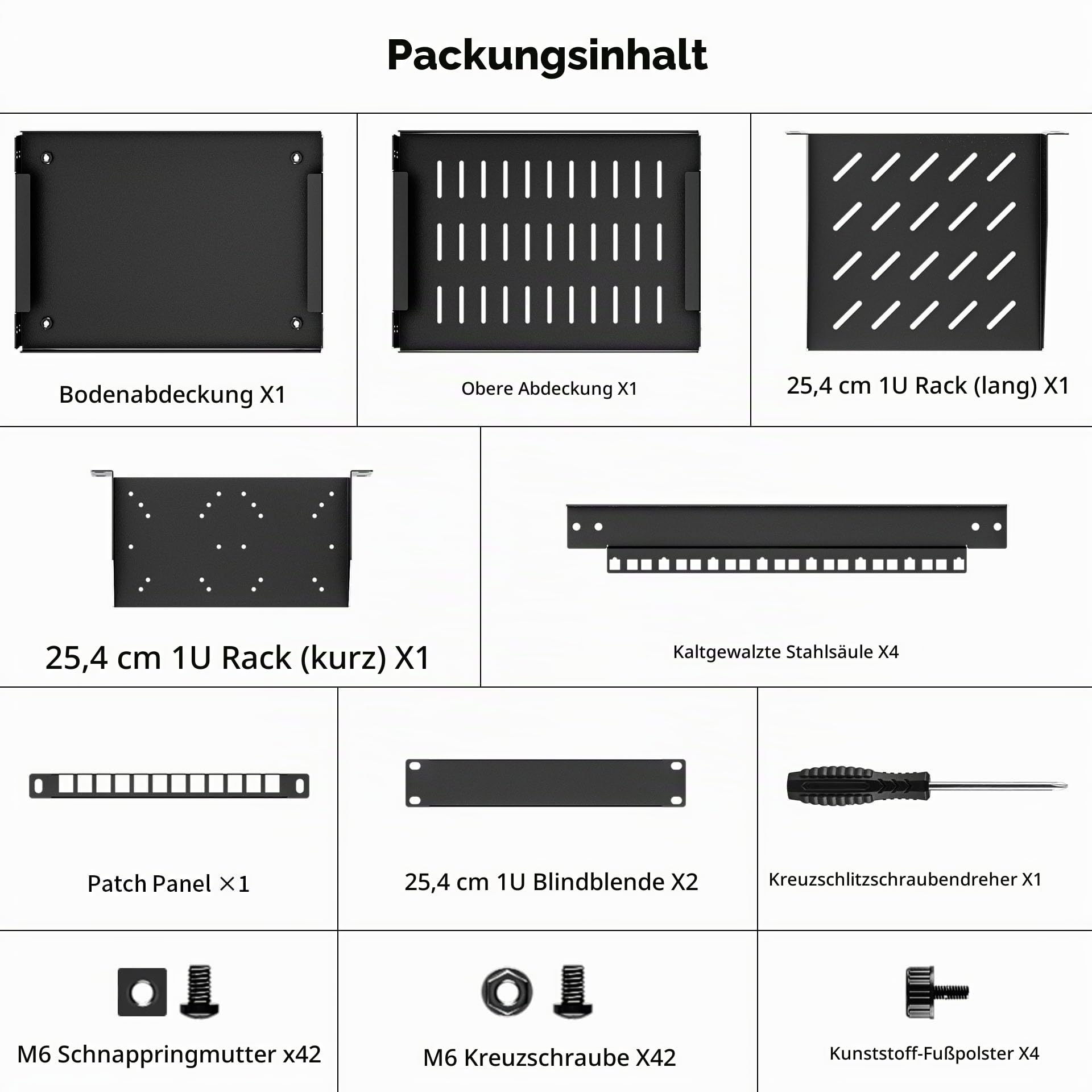 8U Serverschrank, 10 Zoll Mini Server Rack für Netzwerk, Server, A/V-Geräte und DIY-Projekte, 7,87 Zoll Tiefe, Schwarz