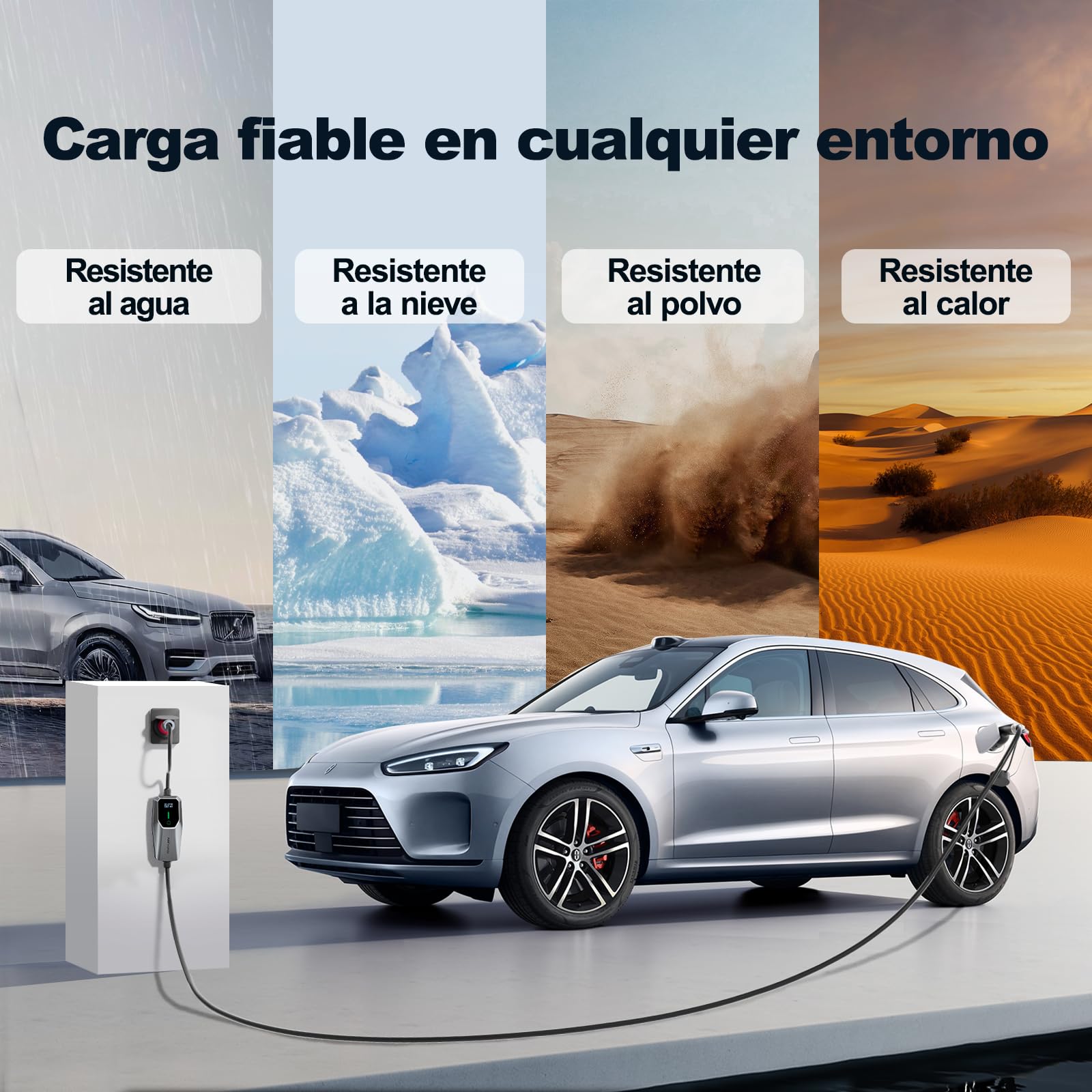 VDLPOWEREU Cargador de Coche Eléctrico 11kW Trifásico Tipo 2 CEE Socket (5 Pin) EV Cargador Wallbox Estación de Carga Móvil Ajustable 6-16A 5 Meter, Cable de Carga Compatible con EV PHEV