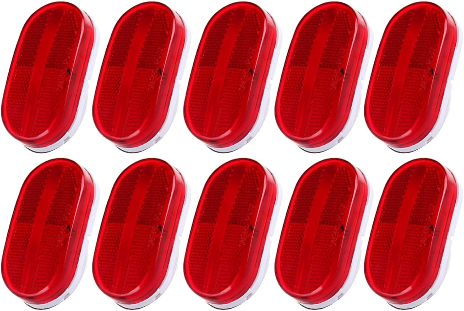 Oblong Trailer Red Side Marker Clearance Lights Sealed Surface Mount with Reflex Lens Replacement fit for per Boat (10 pcs)