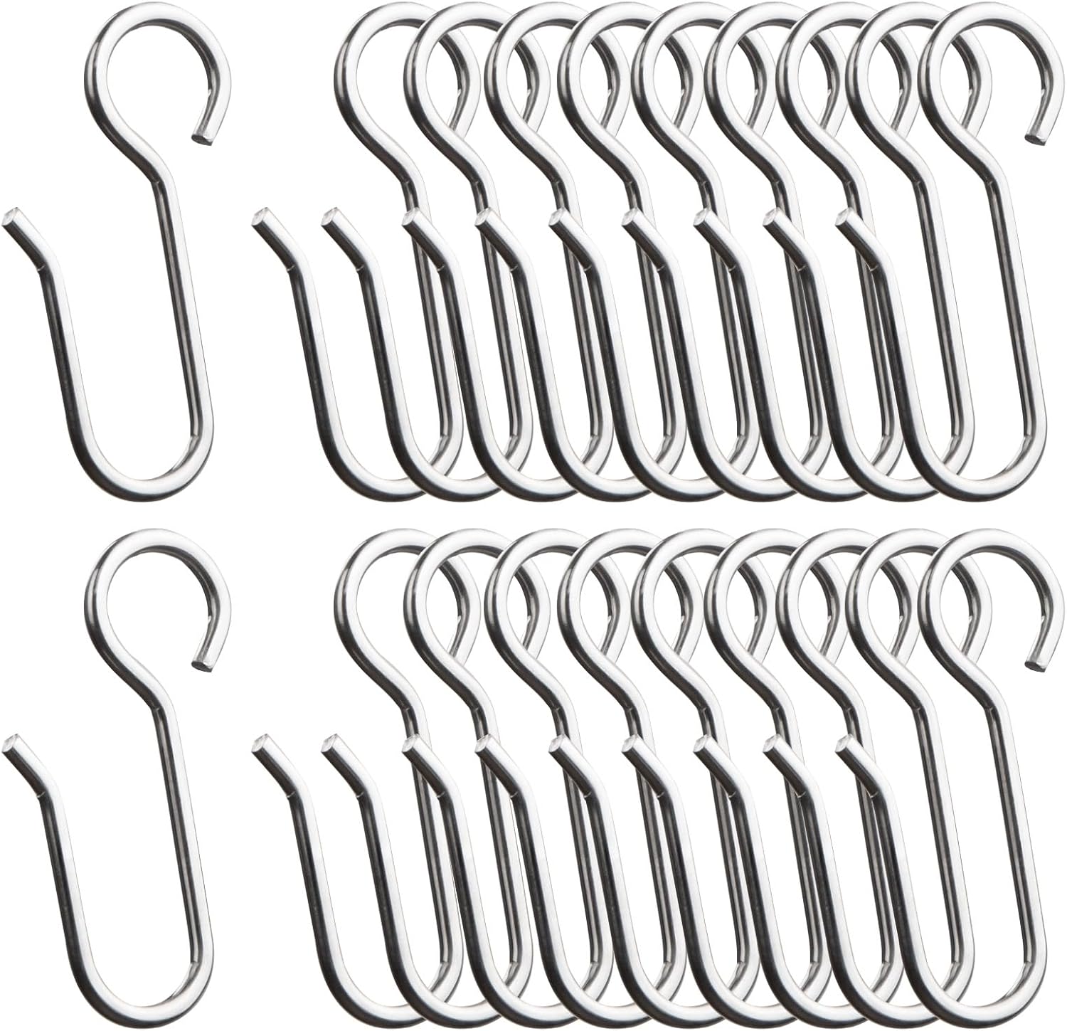 20 PCS Curtain Track Hooks, S Shaped Hooks for Ceiling/Wall Mount Curtain Rails