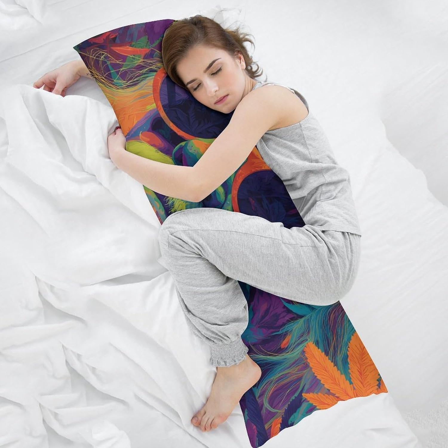 Psychedelic Old Man Weed1 Leaf Body Pillow Cover Long Cushion 18.9x53.1 Inch