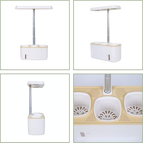 Miniatura 2 de Maceta de cultivo de altura ajustable para interiores, jardín de hierbas con luz LED, temporizador automático, maceta triple con ribete de trigo