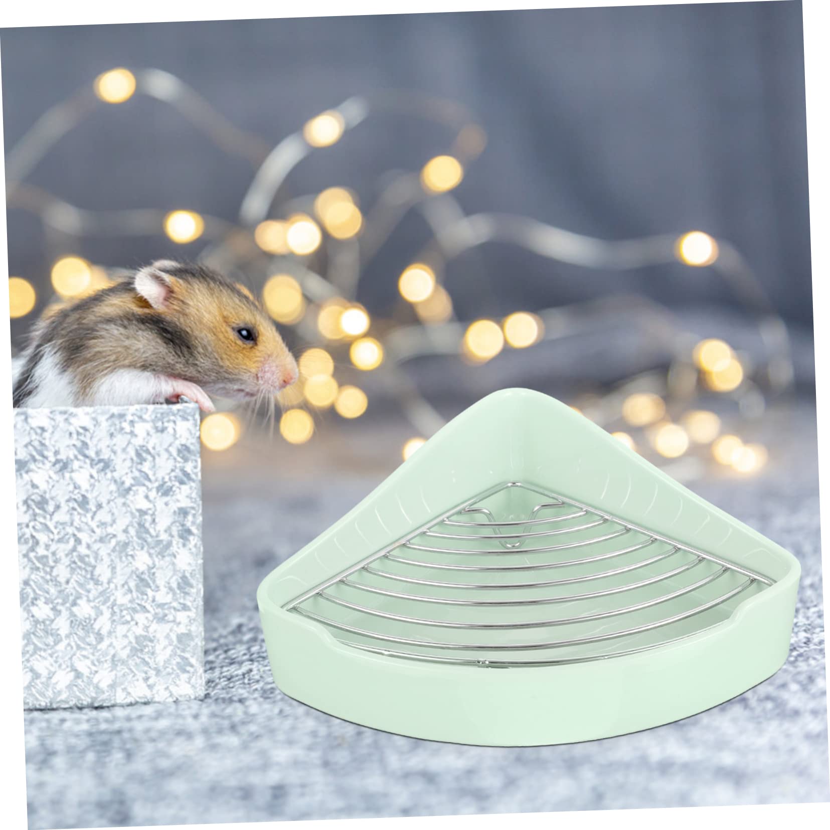 INOOMP Toilette per Piccoli Animali in Ceramica Angolare a Triangolo per Conigli e Cavie Bordi Sicuri e Smalto Interno ed Esterno, per Ufficio e Bagno