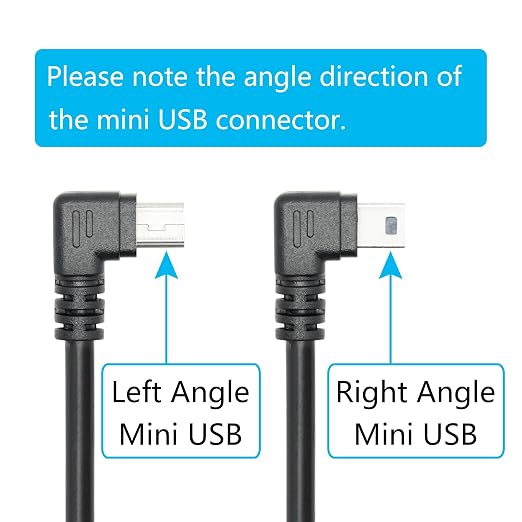 Cable mini USB 9 pulg 90° para carga y datos 2 piezas miniatura 4