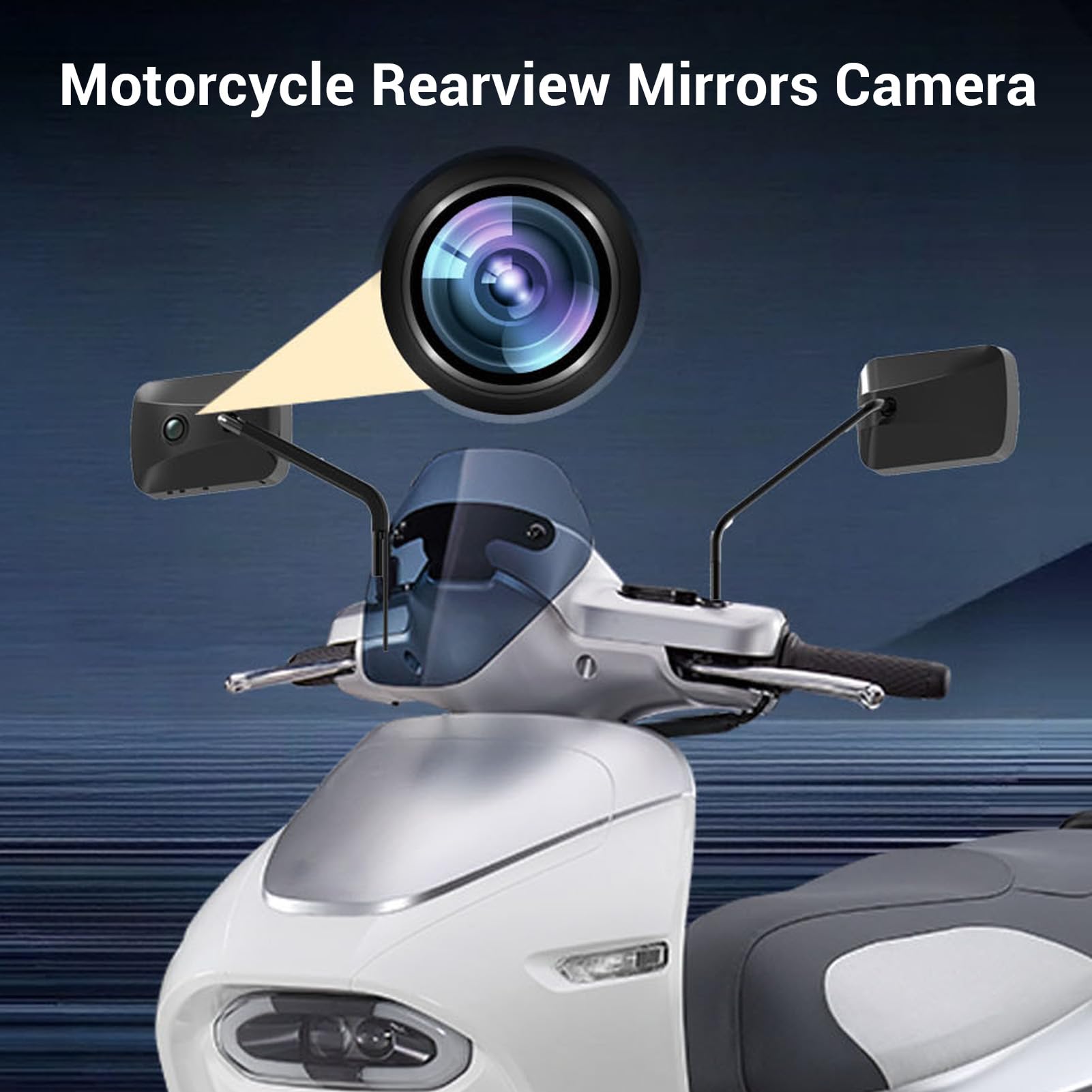 Gugxiom Kamera 4K w Lusterku Wstecznym do Motocykla, Ultraszerokokątna Kamera na Lusterko 140°, Kamera na deskę rozdzielczą do Jazdy na Rowerze, Kamera na deskę rozdzielczą do Jazdy na