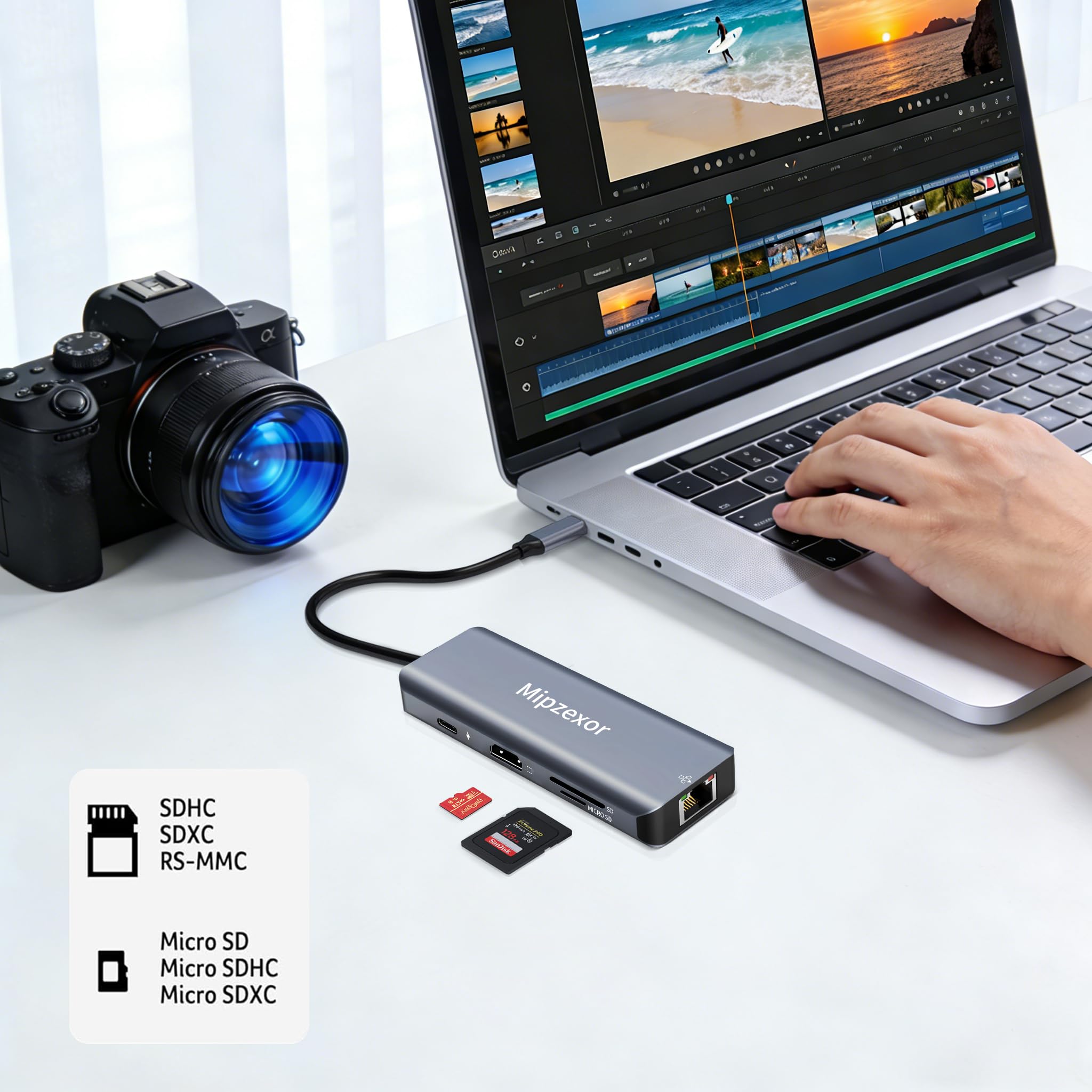 Stacja dokująca USB C 8 w 1 adapter USB C na hdmi gigabit ethernet 1 Gb/s koncentrator Ethernet 100 W zasilanie 3 x porty USB 3.0 czytnik kart SD/TF adapter Ethernet USB C do MacBooka Pro/Air Dell XPS
