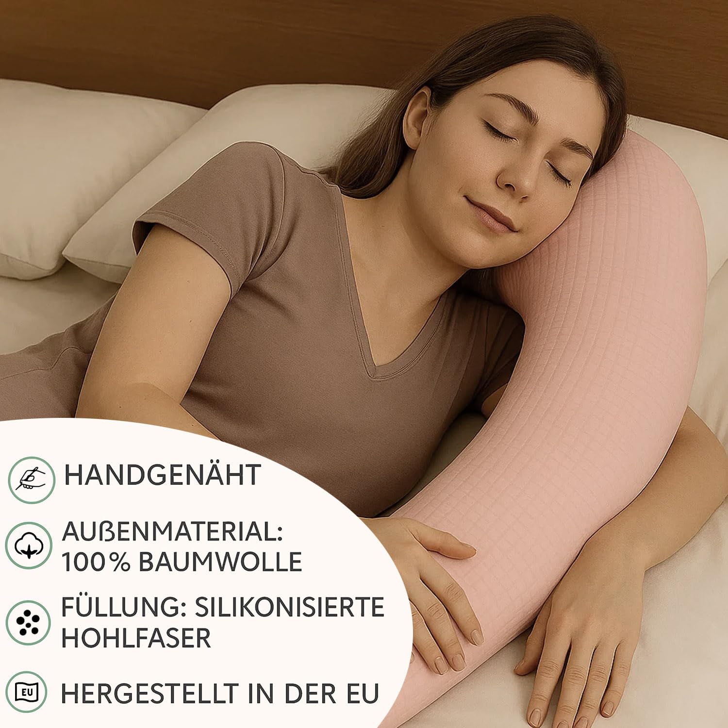 Bettschlange Stillkissen – Weiche Bettrolle & Seitenschläferkissen – Vielseitiges Lagerungskissen für Erwachsene & Deko (400 cm)