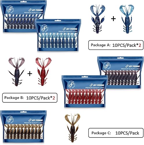 Miniatura 3 de Kit de señuelos Crappie, señuelos de pesca de plástico suave, gusano sin malas hierbas para lubina, JoyFishing - cola rizada, señuelo de pesca de