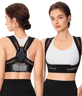URSEXYLY Posture Corrector for Women Breathable Back Brace For Posture Adjustable Back Straightener Support for Neck Shoulder Clavicle and Upper Back Pain Relief(L/XL,Black)