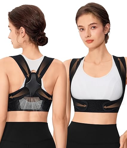 URSEXYLY Posture Corrector for Women Breathable Back Brace For Posture Adjustable Back Straightener Support for Neck Shoulder Clavicle and Upper Back Pain Relief(L/XL,Black)