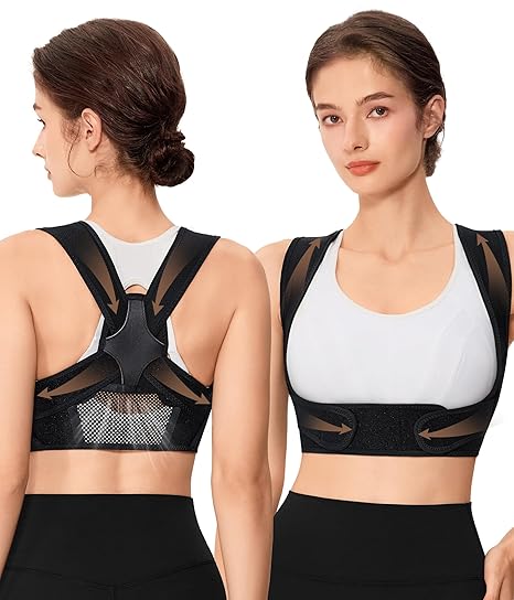 URSEXYLY Posture Corrector for Women Breathable Back Brace For Posture Adjustable Back Straightener Support for Neck Shoulder Clavicle and Upper Back Pain Relief(L/XL,Black)