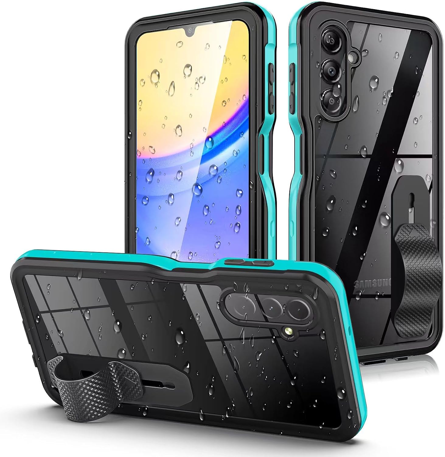 for Samsung Galaxy A15 5G Waterproof Case with Built-in Screen Protector-Rugged Full Body Dustproof Shockproof Drop Proof Protective Case with Cell Phone Ring Holder for Samsung A15 5G Phone Case Blue