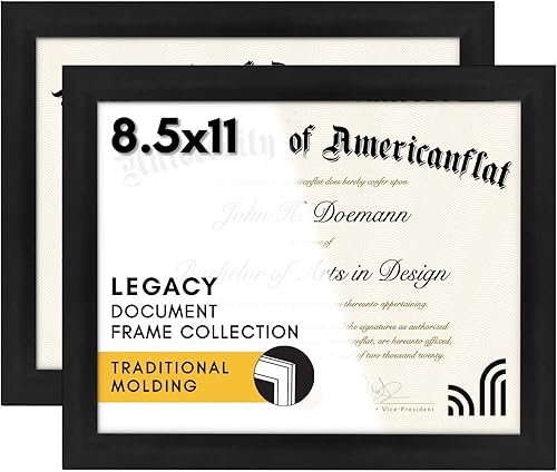 Miniatura 8 de Americanflat Portarretratos de 8.5 x 11 pulgadas en caoba, juego de 2 unidades, uso como marco de diploma o marco de certificado con vidrio