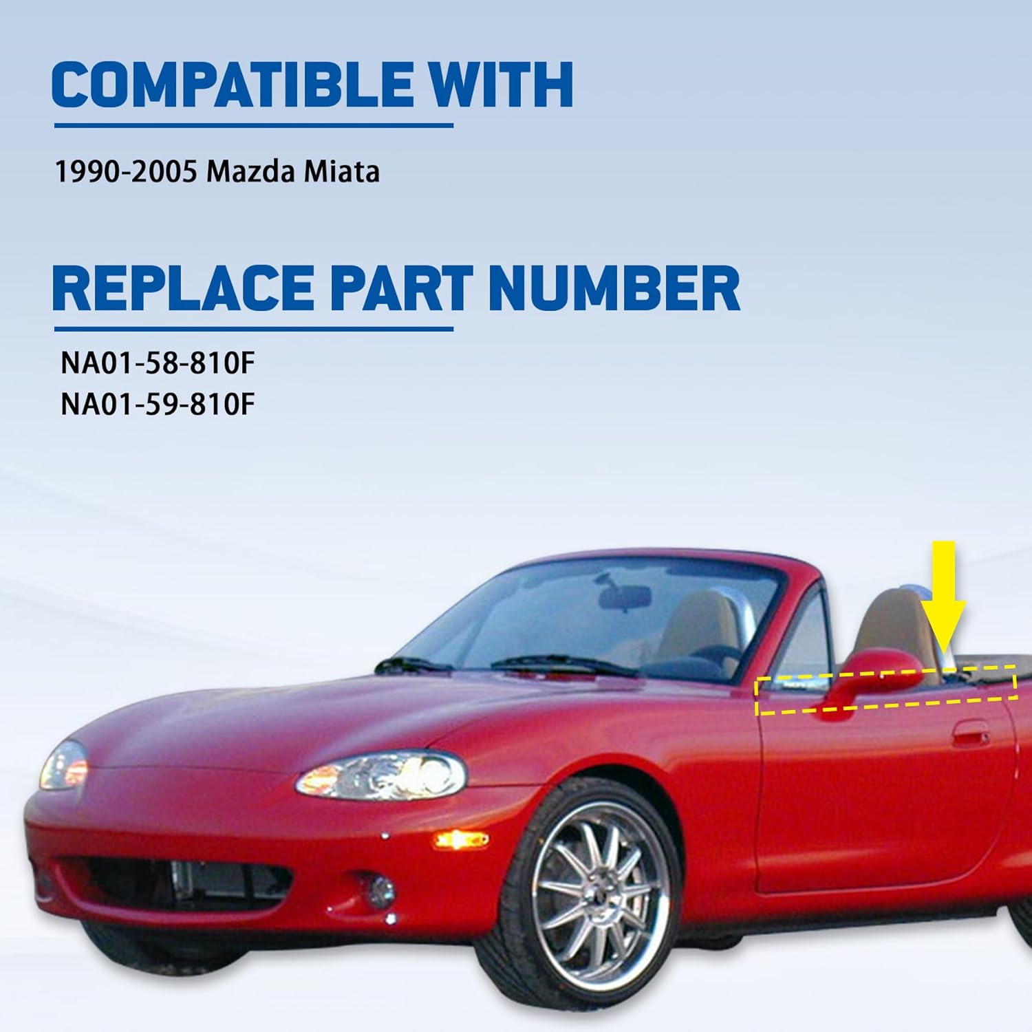 USTAR Left & Right Black Car Outer Door Window Moulding Trim Weatherstrip Seal Belt Fit for 1990-2005 Mazda Miata NA NB MX-5, Replaces NA01-58-810F NA01-59-810F