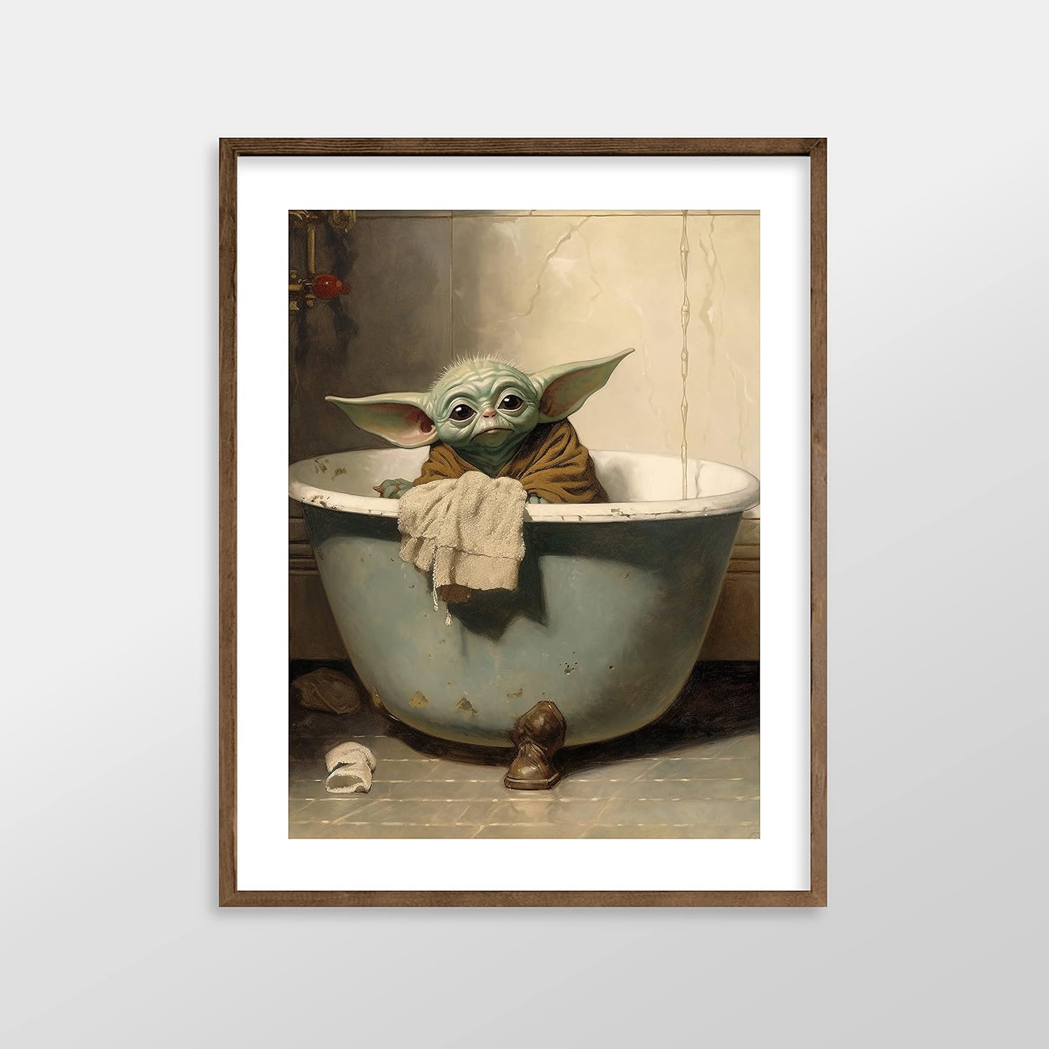 Star Wars Bathroom Décor Art Print - Premium Giclee Fine Art Print - Aesthetic Modern Vintage Painting Style Darth Vader Stormtrooper Yoda Print Poster for Bathroom Wall Decor, Ready to Frame