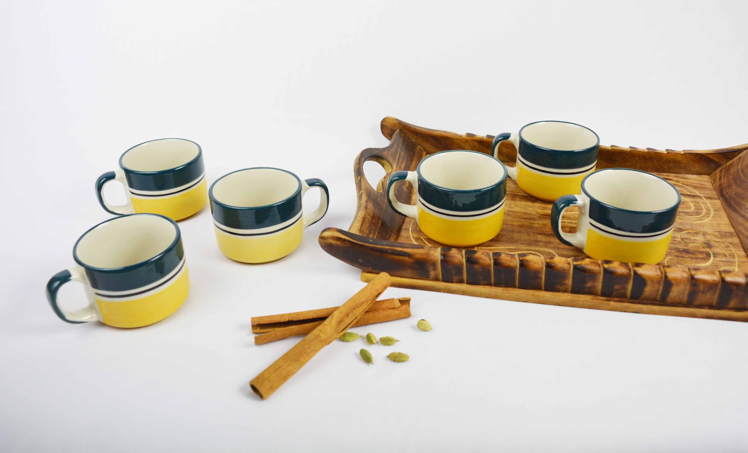 Handpainted Tea Cups - Set of 6 | Unique Ceramic Cups -3