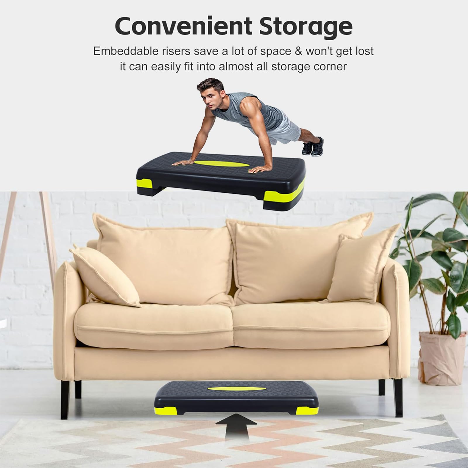 Stepper Aerobic Step de Fitness Hauteur Ajustable 10cm/15 cm, Home-Stepper, Stepbench avec Surface Antidérapante Planche aérobic pour Maison/Gym Exercice/Bureau