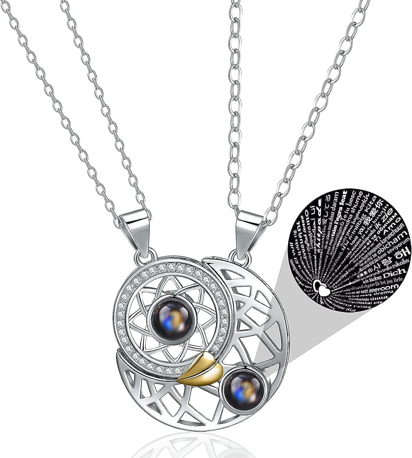 VR Creatives Magnetic Matching Couple Necklaces Sun Moon Pendant/Love You Necklace /100 Languages Matching Heart Necklace for Couples/Best Friends Valentines Day Gift For Unisex Adult (B0CJ6MTM42) Amazon Price History, Amazon Price Tracker
