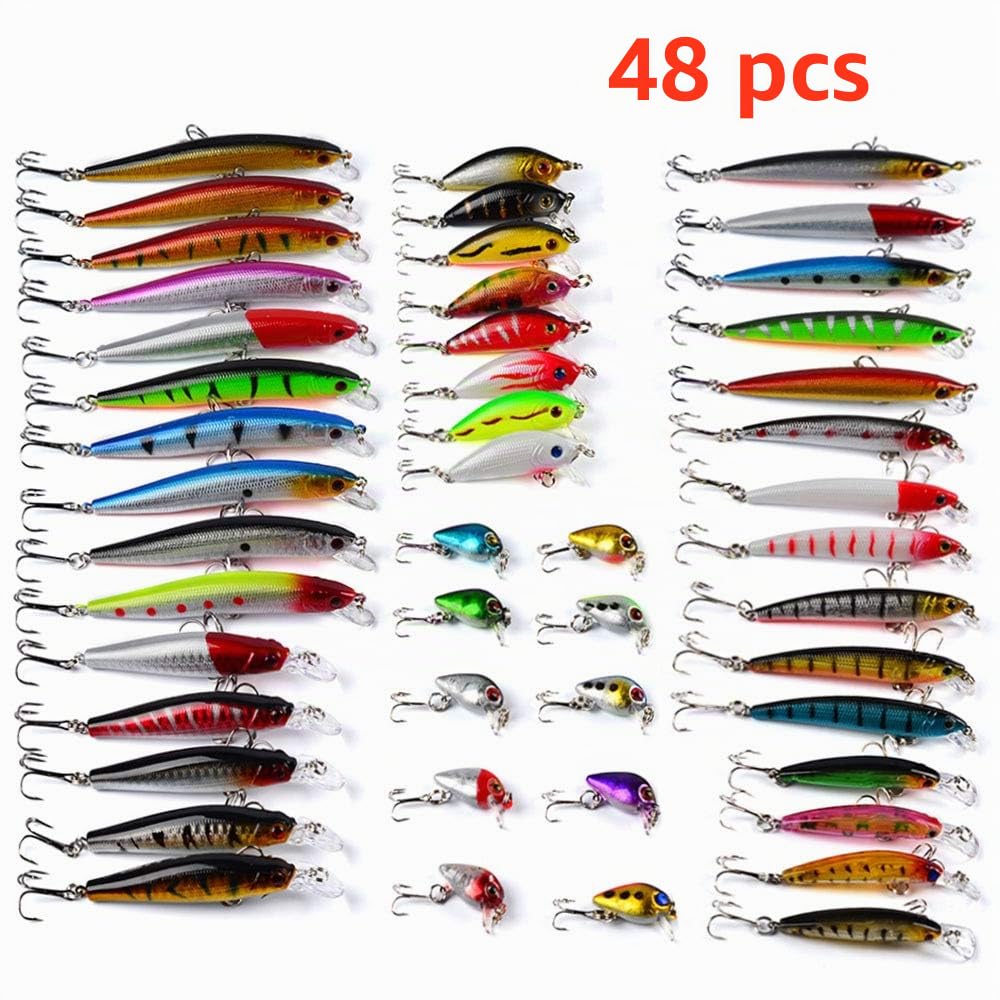 48PCS Cebo de Pesca Señuelos de Pesca con Ganchos Cebos Artificial Swimbait Manivela Cebo Cucharillas Pesca Accesorios Aparejos De Pesca para la Pesca #2