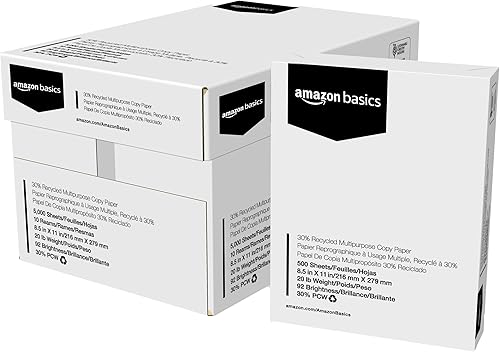 Miniatura 8 de Tienda Basics Papel para impresora de copia multiusos reciclado, 30 % - 8.5 x 11 pulgadas, 1 resma, 500 unidades (hojas), blanco