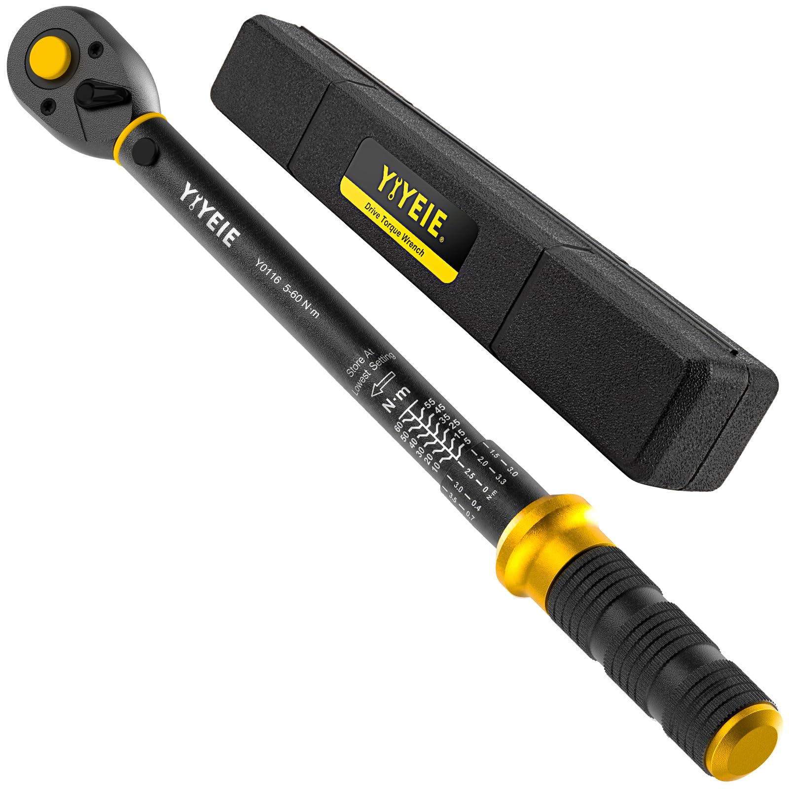YIYEIE Upgrade Torque Wrench 3/8" Drive, 5-60 Nm, ±3% Accuracy, 72-Tooth Reversible Click Torque Wrenches with New Lock Ring, Bicycle Torque Wrench for Car & Motorcycle, Professionals & DIYers