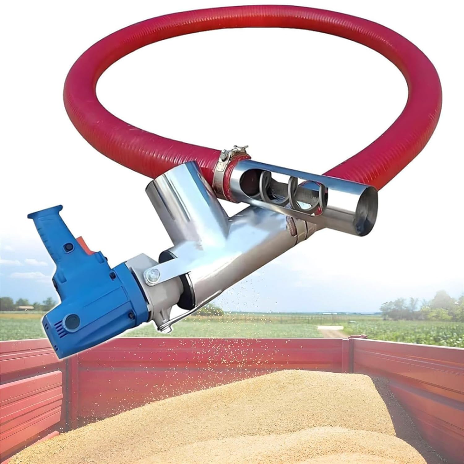 2 m Korn-Saugmaschine, 1500 W industrielle Schneckenfördermaschine, mit Edelstahlzufuhranschluss, robuste Getreideschnecke für Getreidegranulat-Pulverzufuhr und -übertragung