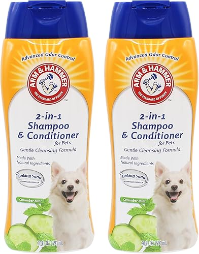 Arm & Hammer for Pets - Champú y acondicionador 2 en 1 para perros  Champú y acondicionador para perros en uno  Pepino y menta, 20 onzas, paquete de
