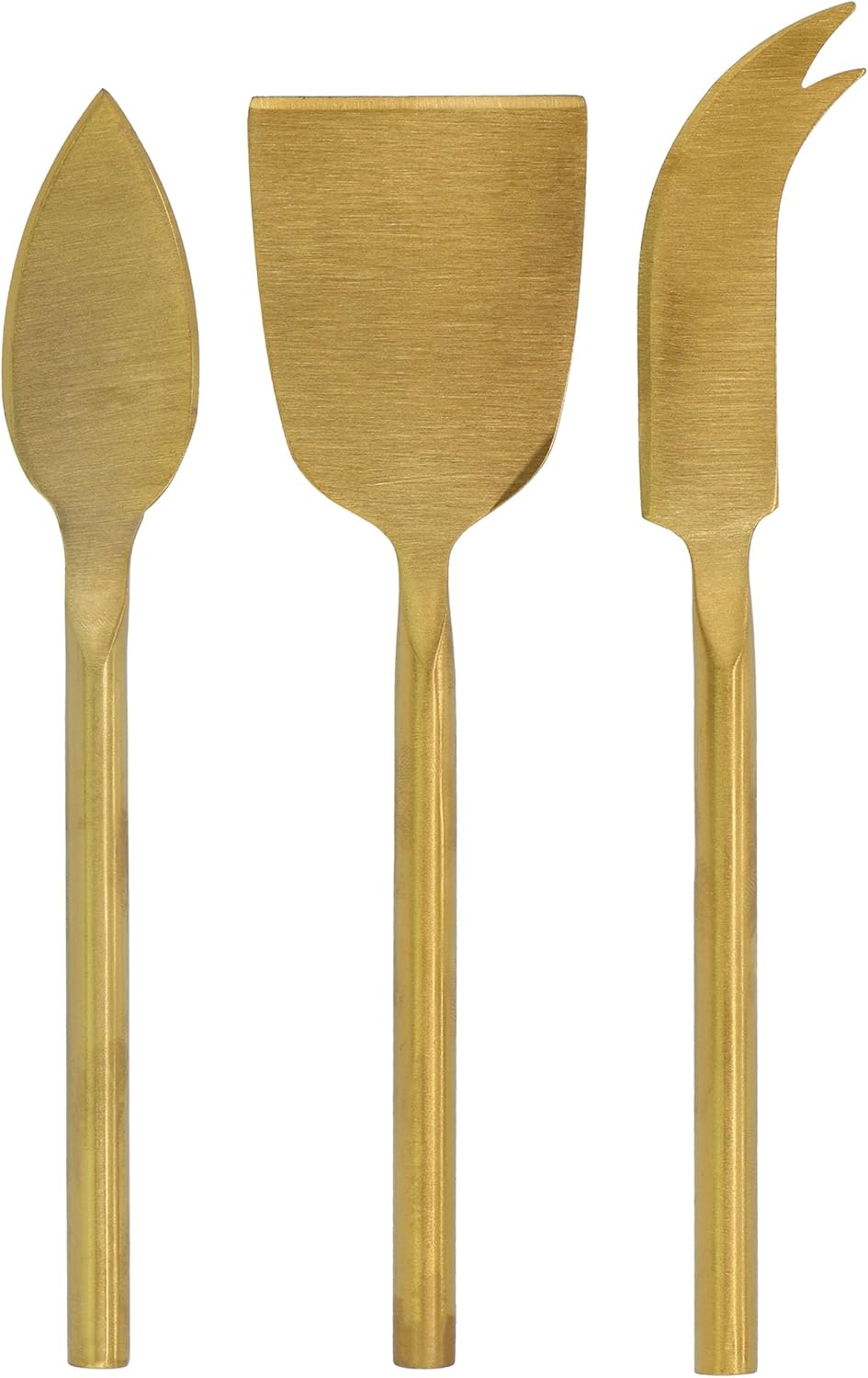 Elama 21in x 11in Acacia Wood Cheese Board with 3 Piece Knives, Premium Cheese Knife Set Included - Rustic Wooden Serving Tray for Cheese, Charcuterie & Entertaining (4 Piece Rectangle)