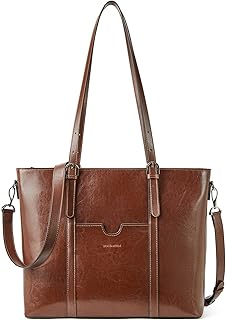 BOSTANTEN Leather Laptop Bag Work Tote for Women Shoulder Handbag Briefcase 15.6 inch Satchel Computer Bag Global Recycled Standard Global Recycled Standard Global Recycled Standard