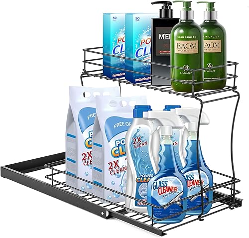 Organizadores y almacenamiento debajo del fregadero organizador de gabinete extraíble almacenamiento de baño de 2 niveles debajo del fregadero