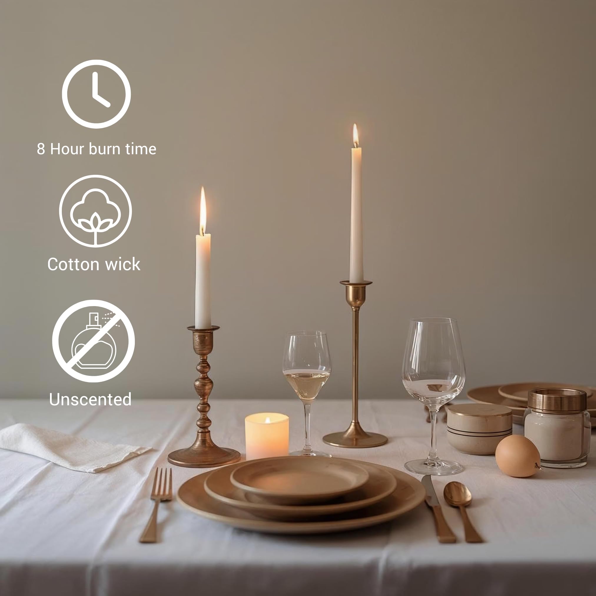 Candele affusolate – Miscela di soia e paraffina, candele da cena con lunga durata di 7 ore di combustione per case eleganti, candela in colori curati, regalo ideale per ospiti, spose ed organizzatori