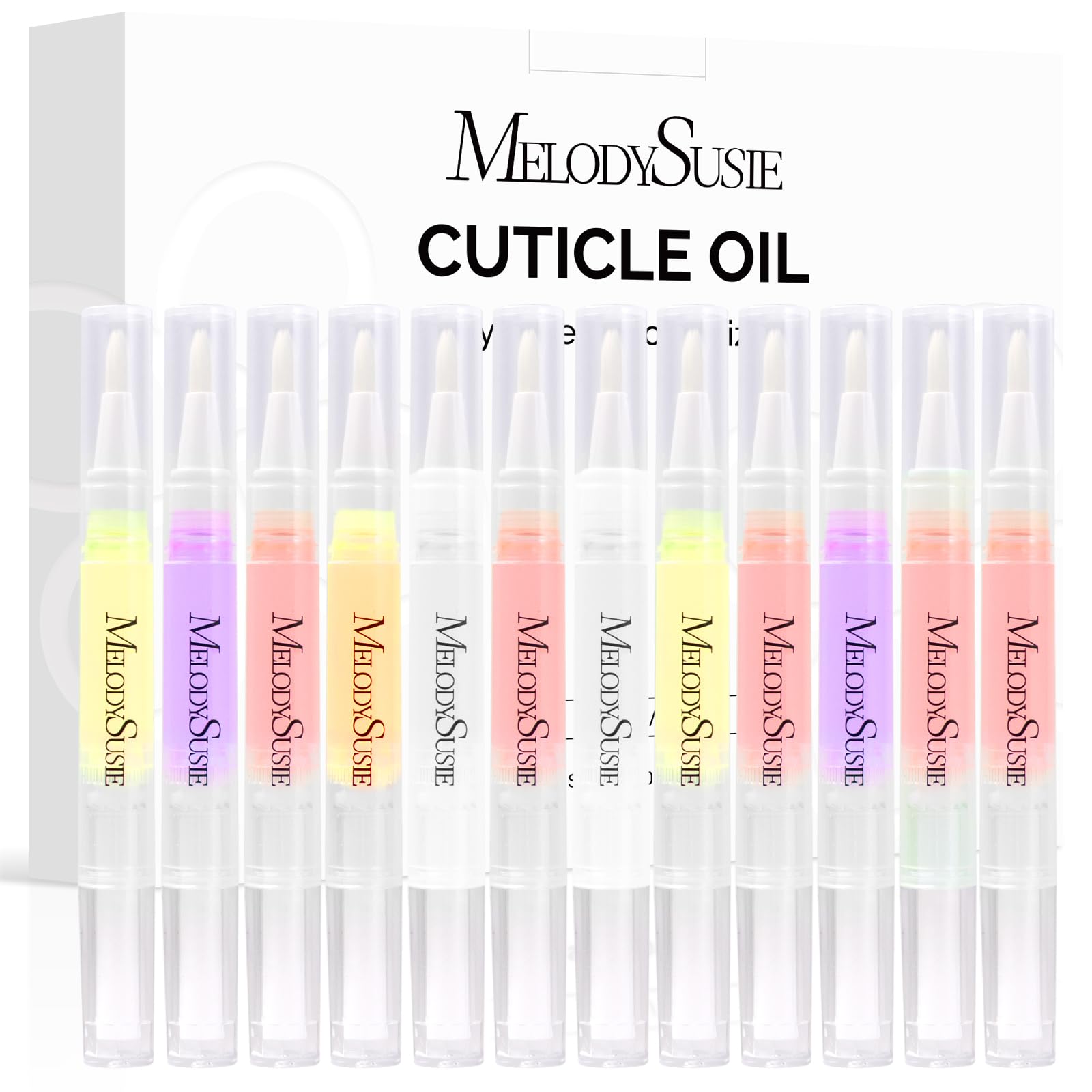 MelodySusie 12Pcs Cuticle Oil Pen Set,Nail Moisturizing Cuticle Oil Enriched with Vitamin E,Softens and Repairs cuticles,Nail Strengthener,Protects