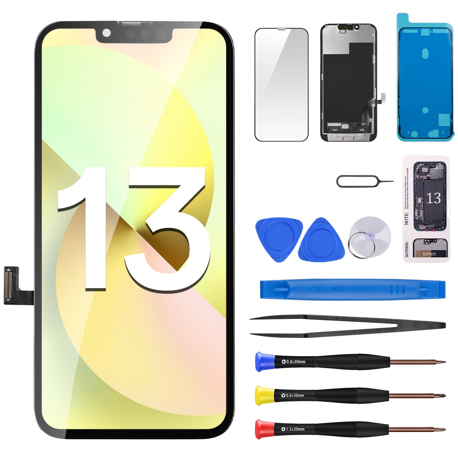 Écran de rechange iPhone 13 LCD avec numériseur 3D Touch et vitre avant de haute précision