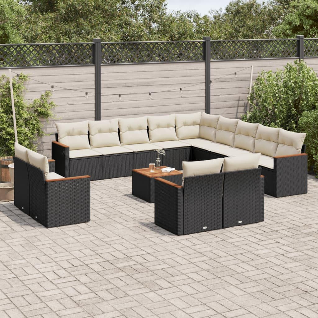 Sofá de Jardín Modular Negro con Cojines Desmontables - Diseño Duradero y Resistente a la Intemperie