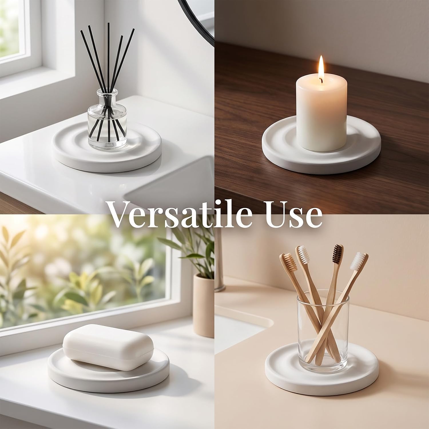 Round Soap Dish & Holder with Ripple Pattern, Quick-Dry Drying, Quick Dry Spong Holder