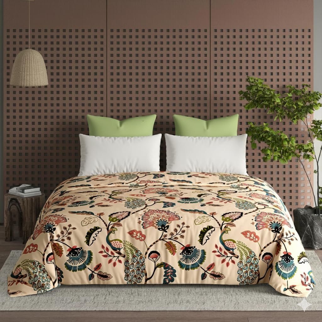 Luxurious Glace Cotton Duvet Cover, Comforter Cover, Rajai Cover, Blanket Cover,Quilt Cover King Size 90"x100" inches- Beige Anokhi-image-40