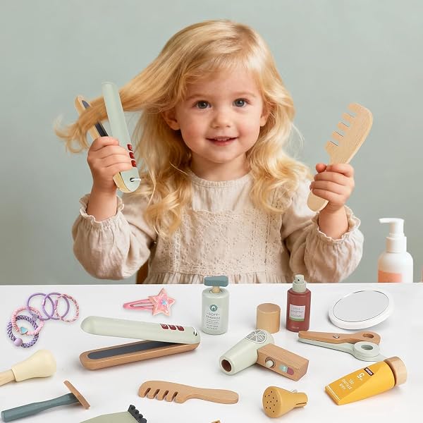 Set Parrucchiera Bambina,Set da Parrucchiere per Bambini,Kit Parrucchiera Bambini con Asciugacapelli Piastra per Capelli Pettine Specchio,Set da Gioco Parrucchieri per Bambinis 3 Anni+ - 2