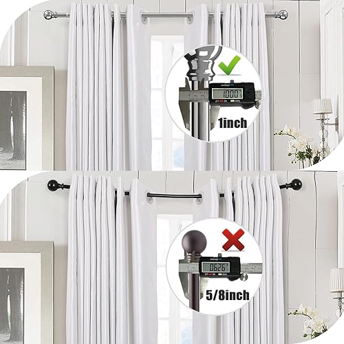 Miniatura 10 de Barras de cortina ajustables de 1 pulgada, juego de barras de cortina decorativas de 34 a 52 pulgadas con soporte, barra de cortina negra resistente