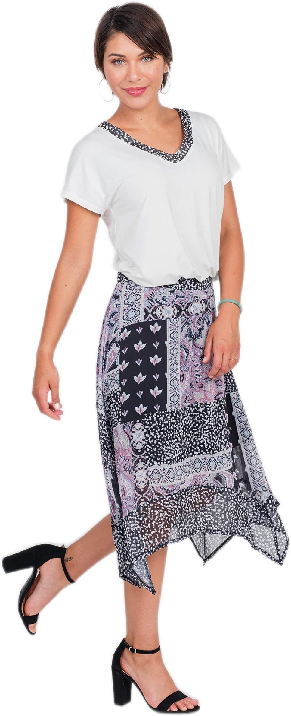 ONEWORLDWomen's Pull on Skirt W/Handkerchief Hem