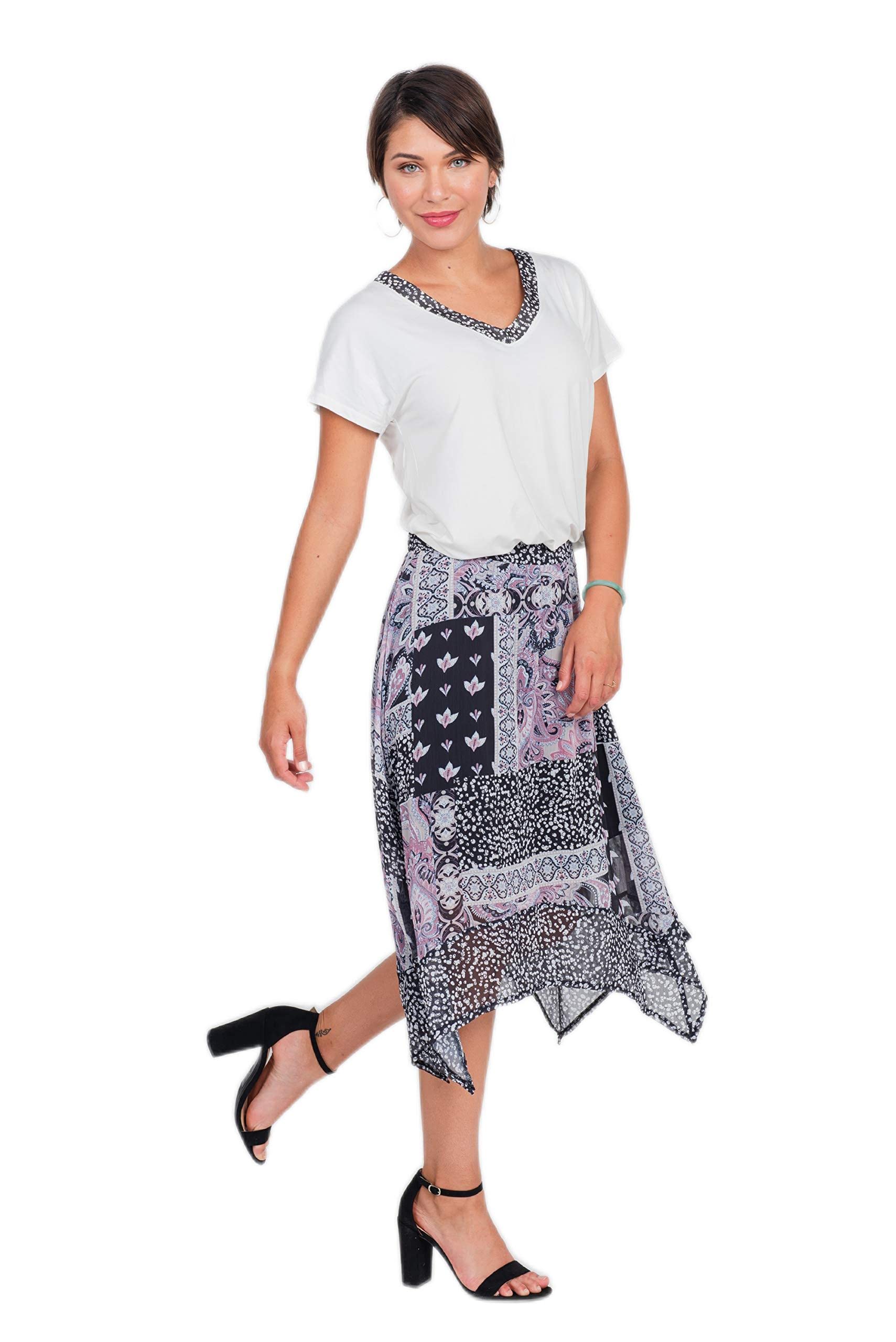 ONEWORLDWomen's Pull on Skirt W/Handkerchief Hem