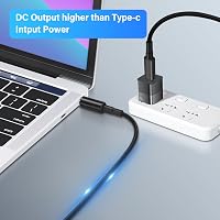 PNGKNYOCN USB-C - DC 7909 Töltőkábel (7.9x0.9mm) 100W PD Gyorstöltés Routerekhez, CCTV-hez, Laptopokhoz, Nylon Borítással, 1,8m, Fekete 2