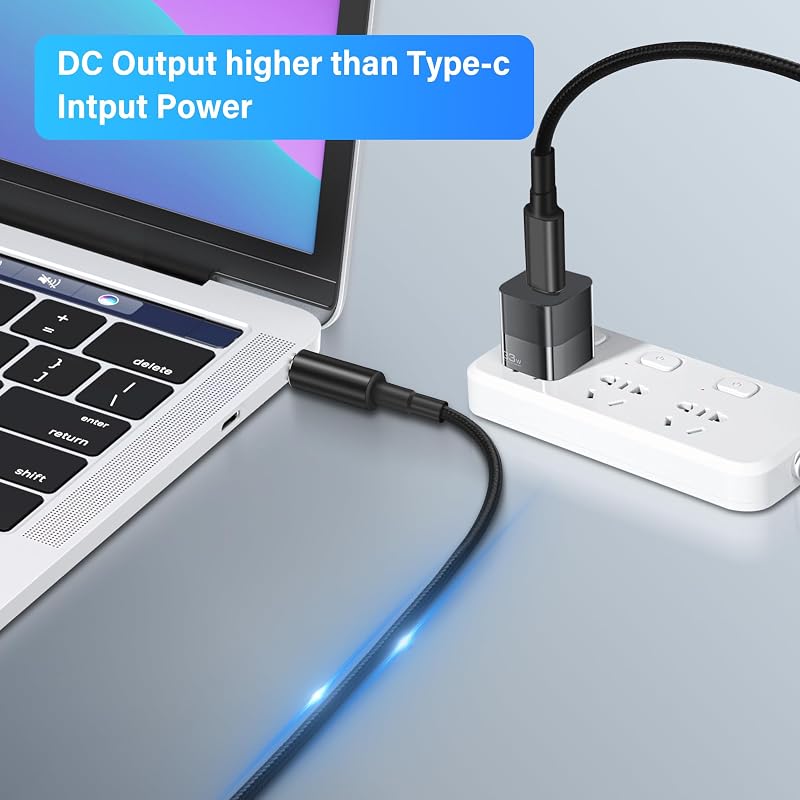 PNGKNYOCN USB-C - DC 7909 Töltőkábel (7.9x0.9mm) 100W PD Gyorstöltés Routerekhez, CCTV-hez, Laptopokhoz, Nylon Borítással, 1,8m, Fekete